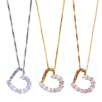 モチーフ★0.30ct★✨ハート ダイヤモンドK18WGネックレス ペンダント 40cm