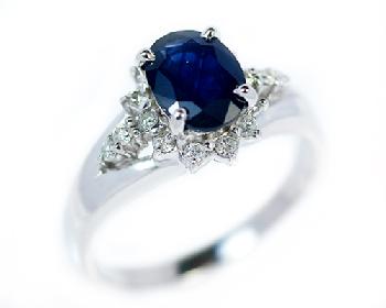 サファイアダイヤモンドリング K18 0.45ct 1.05ct 8.5g