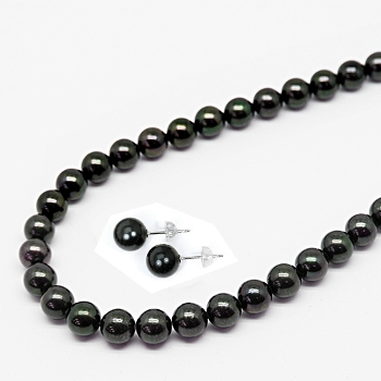 8.5-9mmあこや黒真珠ネックレス&ピアスセット 42cm JCB KASHIMA 