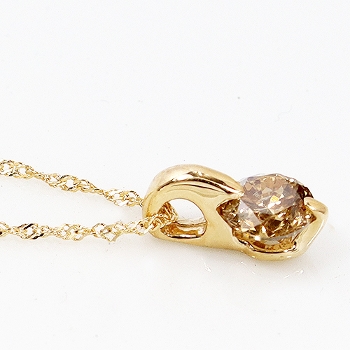 k18wg/0.1ct/イエローダイヤモンド/スクリューチェーンネックレス