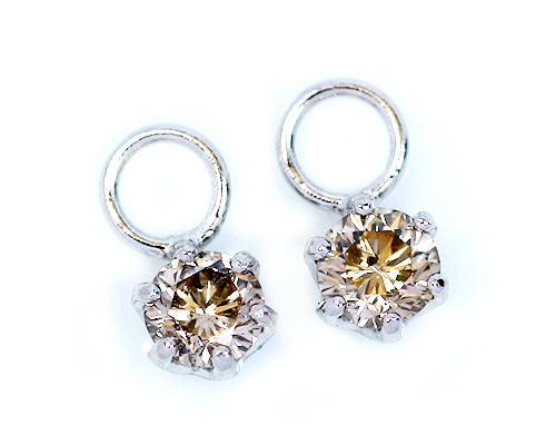 0.2ct 6爪 ブラウン 天然 ダイヤモンド チャーム 18金 18k ダイヤ