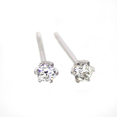⭐K18WG ピアス スクエア ダイヤ0.2ct