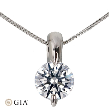 GIA鑑定書付　Pt　0.5ct　ダイヤモンド2爪ペンダント(D・IF・Excelent) 希少な高品質インターナリフローレスダイヤモンド