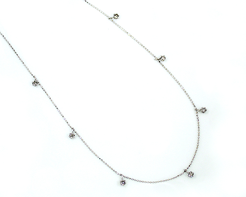 K18WG台 0.7ct ダイヤモンドステーションネックレス (シルバーカット