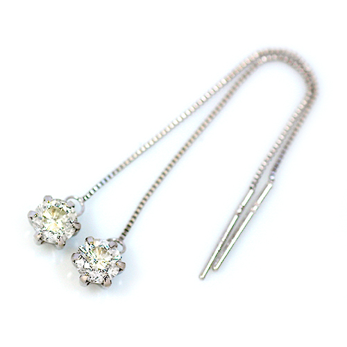 【SUMMER SALEク-ポン利用で15%OFF】0.6ct プラチナ ダイヤ チェーン ピアス